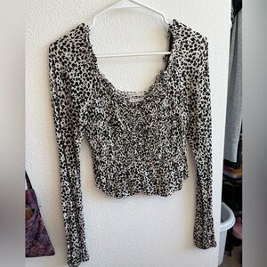 Urban Outfitters Shaina ruched long sleeve cheetah print.